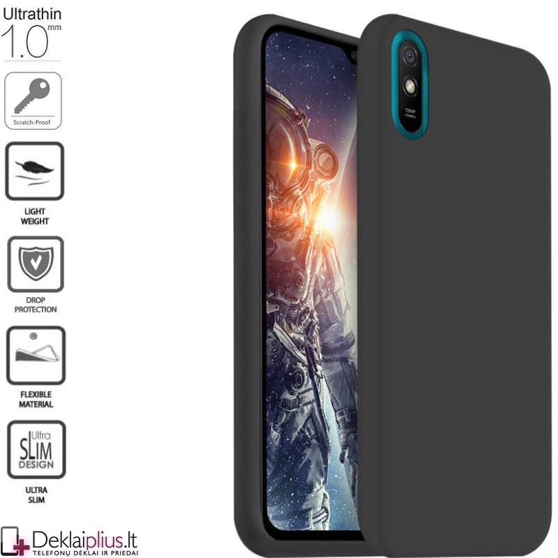 Silikoninis 1mm. storio dėklas - juodas (Xiaomi Redmi 9A) Silikoninis 1mm. storio dėklas - juodas (Xiaomi Redmi 9A)